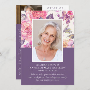 In Loving Memory Floral Photo Memorial Service  Program