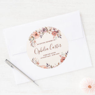 In Loving Memory Floral Watercolor Custom Name Classic Round Sticker
