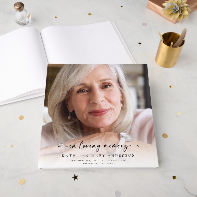 In Loving Memory Full Photo Funeral Guest Book (Front Open)
