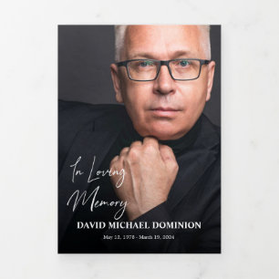 In Loving Memory Full Photo Memorial Program Tri-Fold Invitation