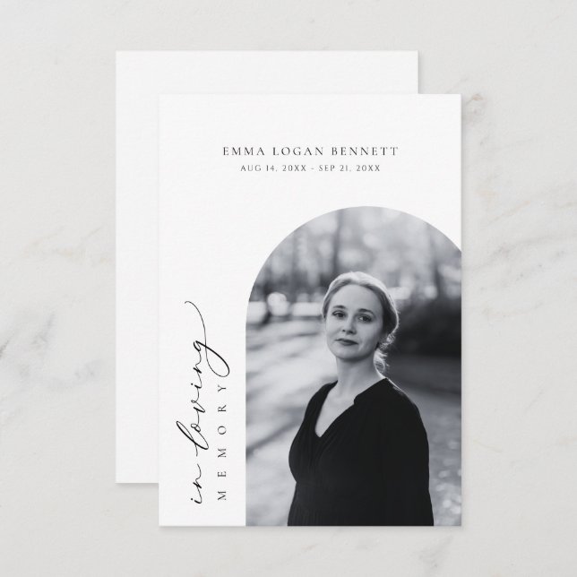 In Loving Memory Funeral Arch Photo Prayer Card (Front/Back)