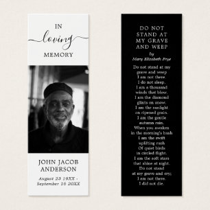 In Loving Memory Funeral Card Poem Card