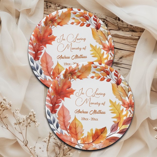 In Loving Memory Funeral Fall Floral Paper Plate (Creator Uploaded)