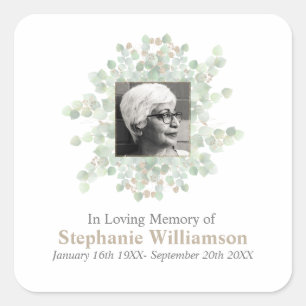 In Loving Memory Funeral Memorial Eucalyptus  Square Sticker