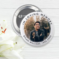 In Loving Memory Funeral Memorial Photo Button