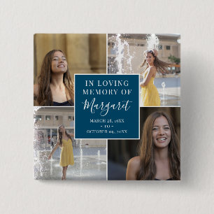 In Loving Memory Funeral Memorial Photo Collage 15 Cm Square Badge