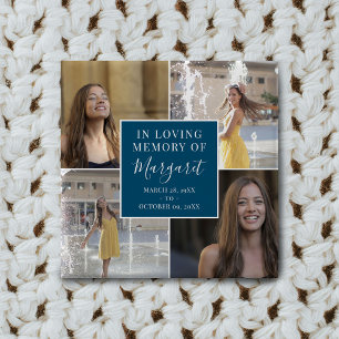 In Loving Memory Funeral Memorial Photo Collage 15 Cm Square Badge