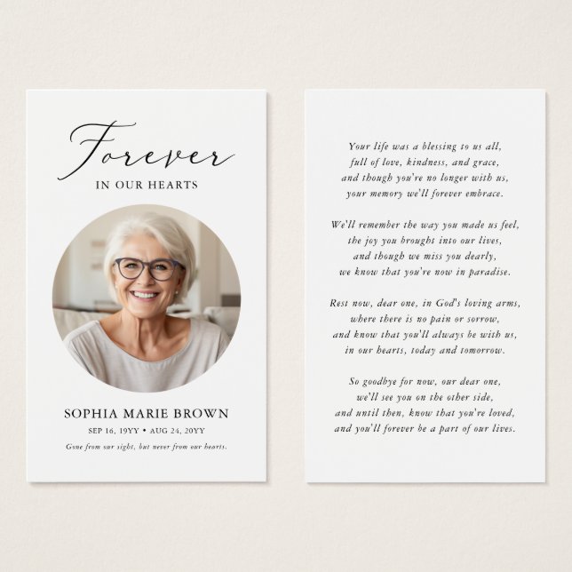 In Loving Memory Funeral Memorial Prayer Card (Front & Back)