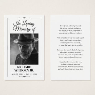 In Loving Memory Funeral Memorial Prayer Card