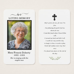 In Loving Memory Funeral Photo Prayer Card