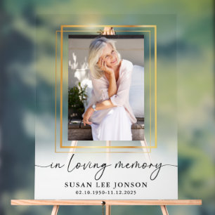 In Loving Memory Funeral Photo White Faded Sign