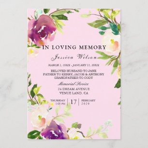 In loving memory funeral service inviation program