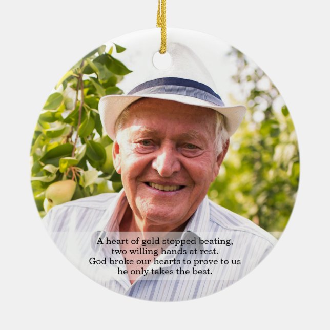 In Loving Memory Funeral Sympathy - Poem on Back Ceramic Ornament (Back)