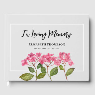 In Loving Memory Funeral Watercolor Hydrangea Guest Book