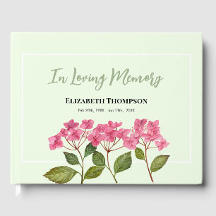 In Loving Memory Funeral Watercolor Hydrangea Guest Book