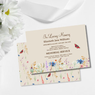 In Loving Memory Funeral Wildflower & Butterfly  Invitation