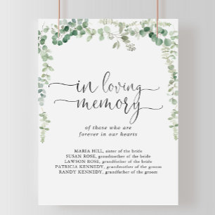 In Loving Memory Geometric Eucalyptus Sign