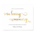 In loving memory gold 8x10 Wedding Sign
