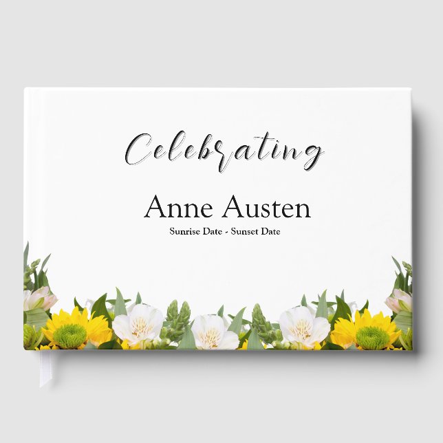 In Loving Memory Guest Book - Floral (Front)