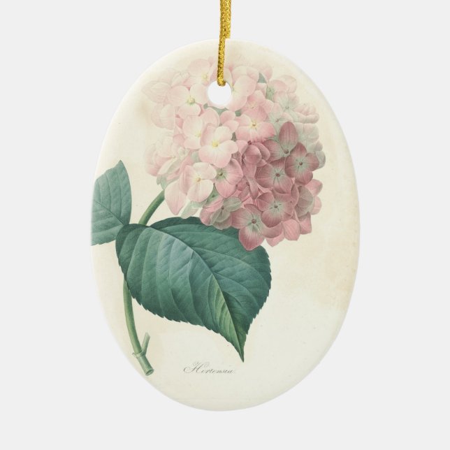 In Loving Memory Hydrangea Custom Photo Memorial Ceramic Ornament (Front)