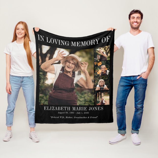 In Loving Memory Keepsake Tribute Photo Memorial Fleece Blanket (In Situ)
