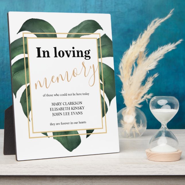In loving memory Leaf wedding sign Tabletop Plaque (Side)