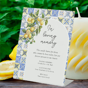 In Loving Memory Lemon Theme Wedding Remembrance Pedestal Sign