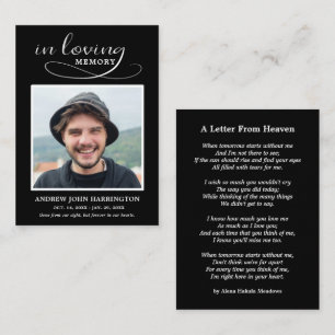 In Loving Memory Letter From Heaven Funeral Card