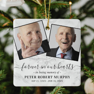 In Loving Memory Marble Memorial Photo Ceramic Ornament