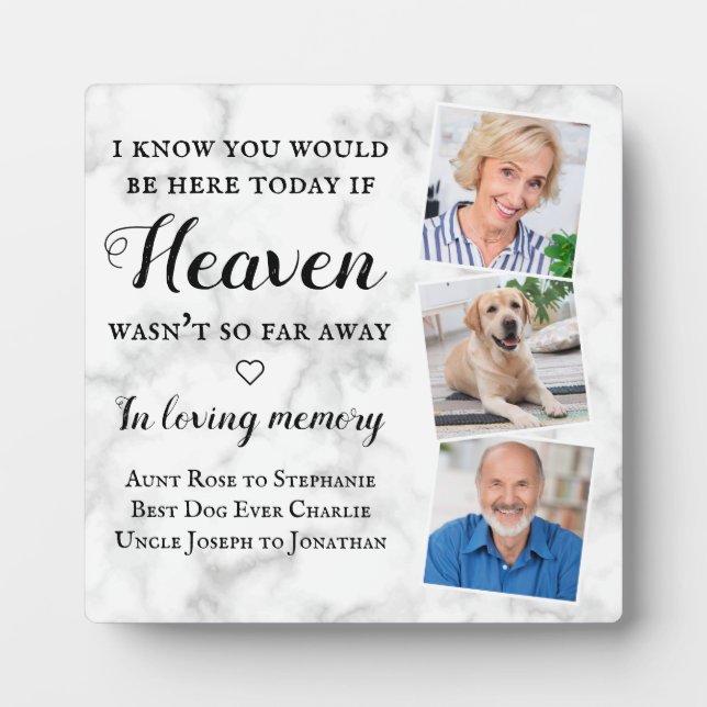 In Loving Memory Memorial 3 Photo Wedding Sign Plaque (Front)