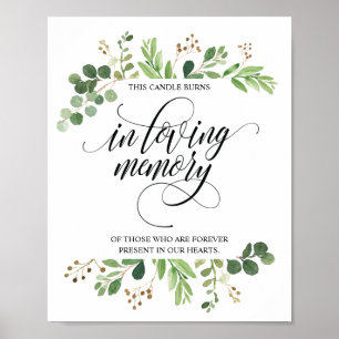 In Loving Memory Memorial Candle Burns Sign