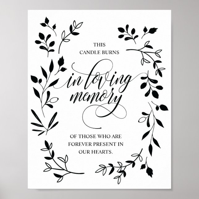 In Loving Memory Memorial Candle Burns Sign (Front)