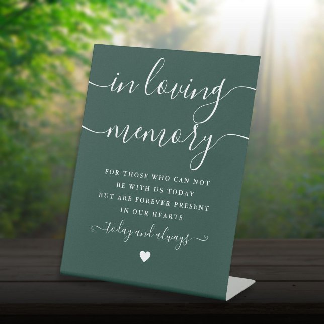 In Loving Memory Memorial Emerald Green Wedding Pedestal Sign (In Loving Memory Memorial Emerald Green Wedding Pedestal Sign)