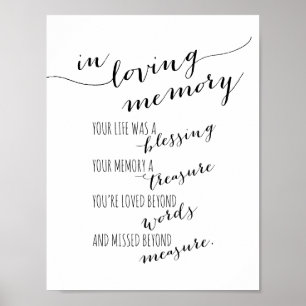 In loving memory memorial, funeral, Black Poster