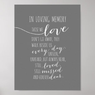 In loving memory memorial, funeral, Light Grey Poster