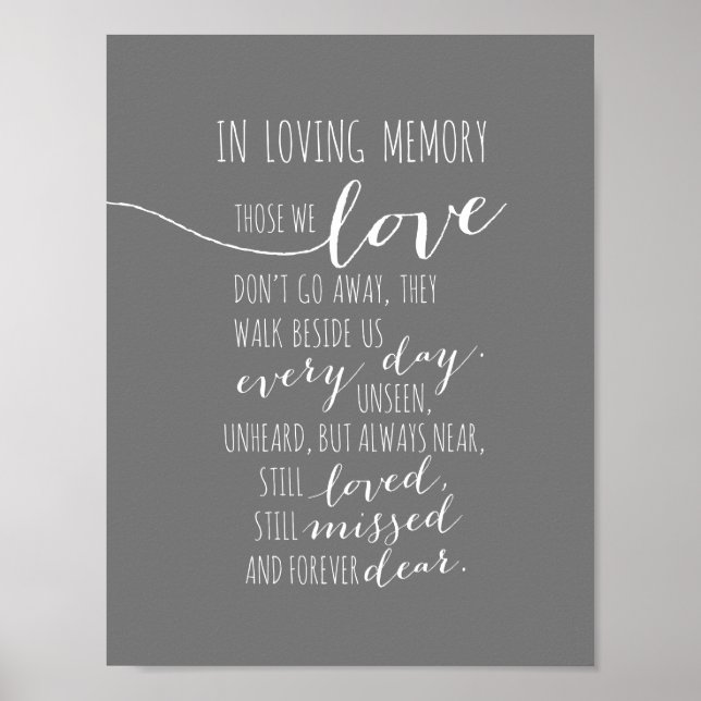 In loving memory memorial, funeral, Light Grey Poster (Front)