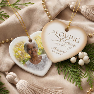 In Loving Memory Memorial Heart Photo Keepsake Ceramic Ornament
