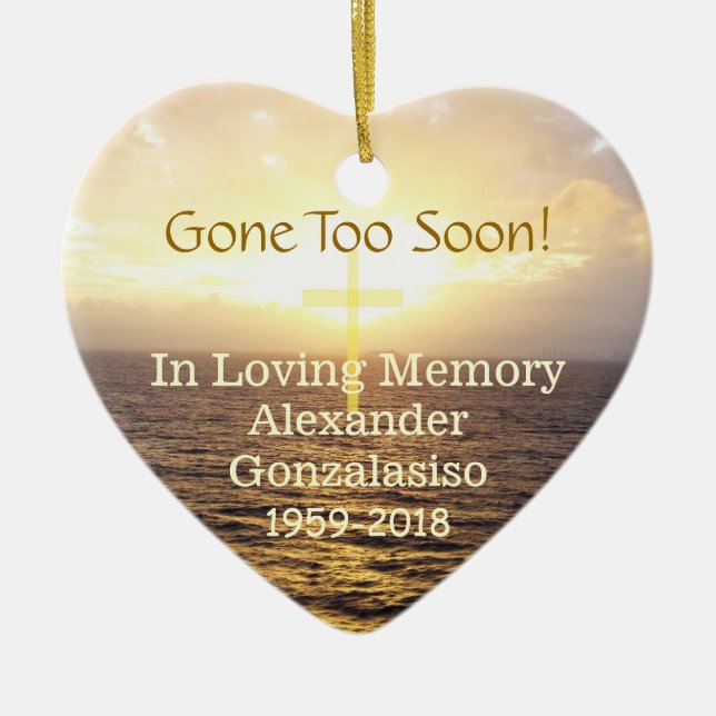 In Loving Memory Memorial Holy Cross Ceramic Ornament (Front)