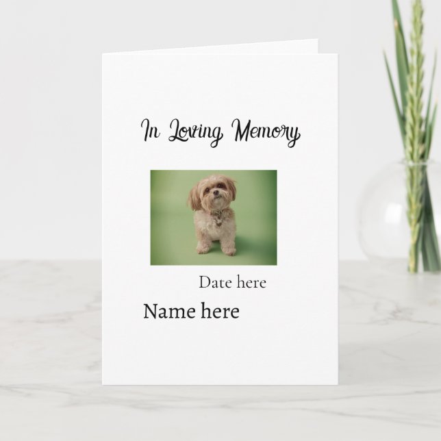 In loving memory memorial keepsake add pet name card (Front)
