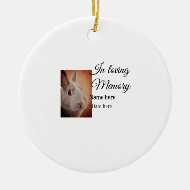 In loving memory memorial keepsake add pet name ceramic ornament (Front)