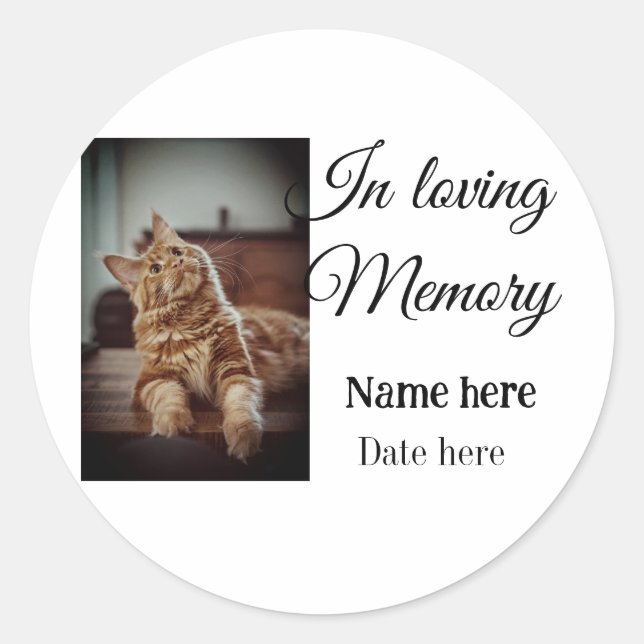 In loving memory memorial keepsake add pet name classic round sticker (Front)