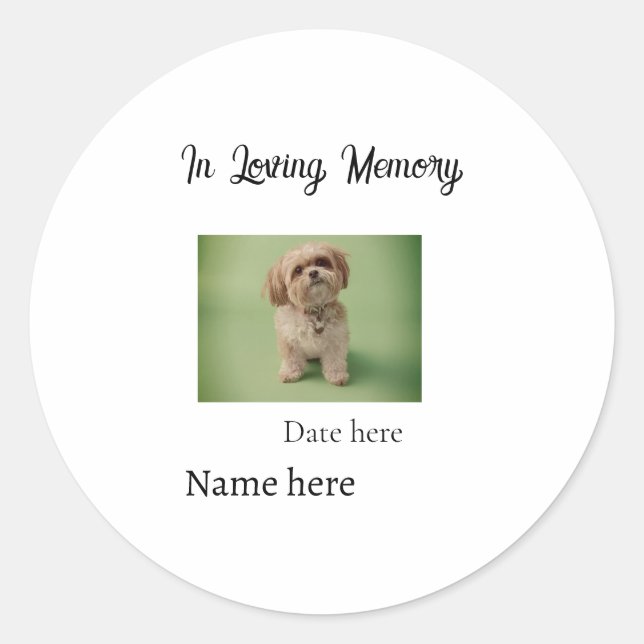 In loving memory memorial keepsake add pet name classic round sticker (Front)
