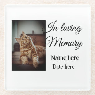 In loving memory memorial keepsake add pet name glass coaster