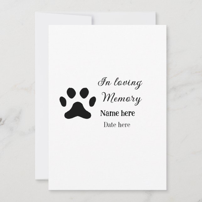 In loving memory memorial keepsake add pet name invitation (Front)