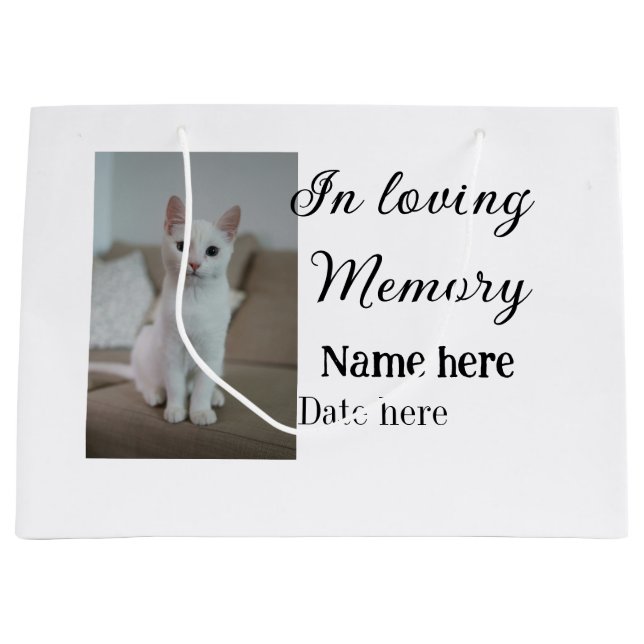 In loving memory memorial keepsake add pet name large gift bag (Front)