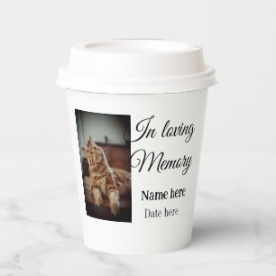 In loving memory memorial keepsake add pet name paper cups