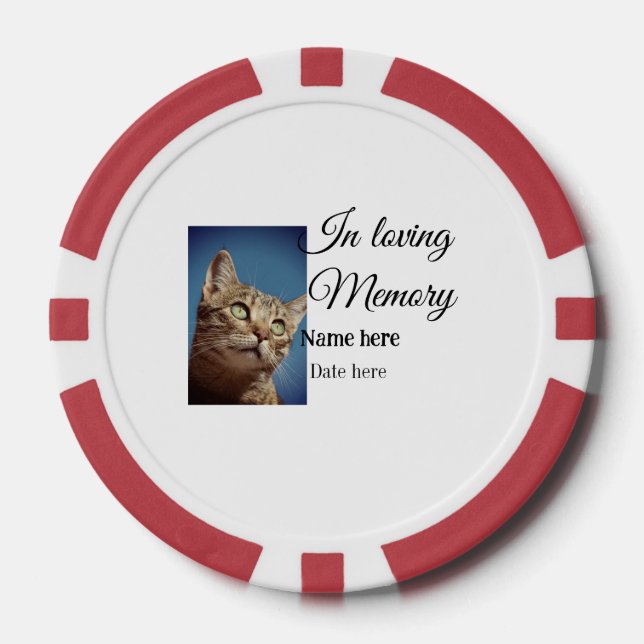 In loving memory memorial keepsake add pet name poker chips (Front)