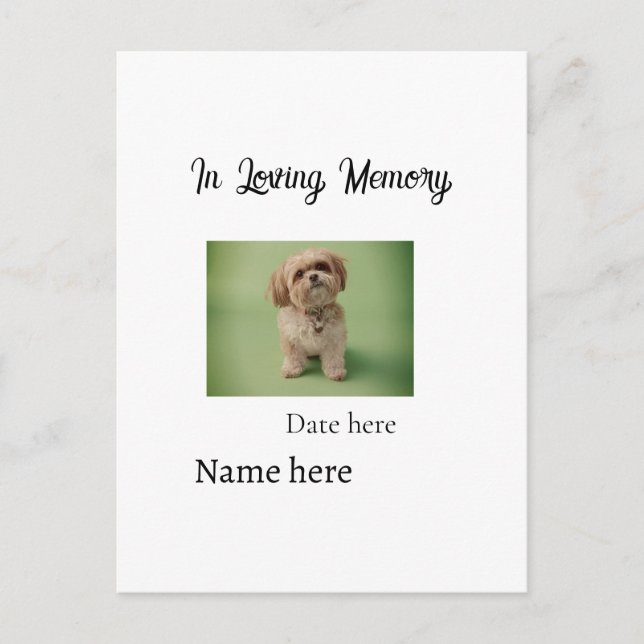 In loving memory memorial keepsake add pet name postcard (Front)