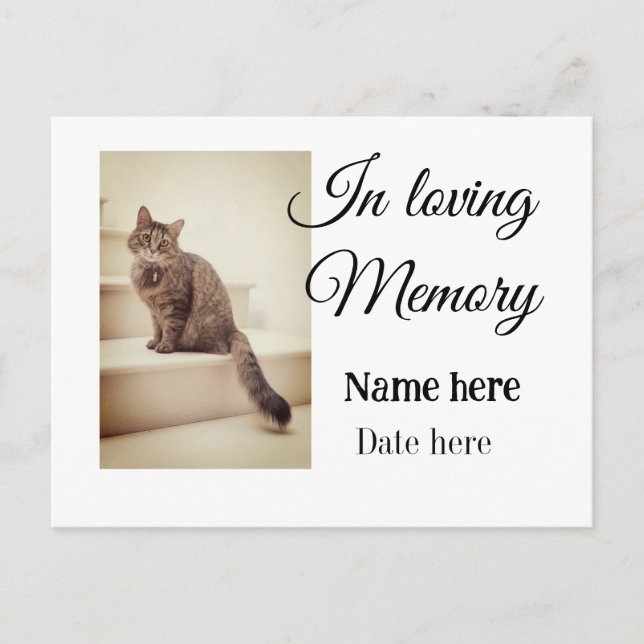 In loving memory memorial keepsake add pet name postcard (Front)