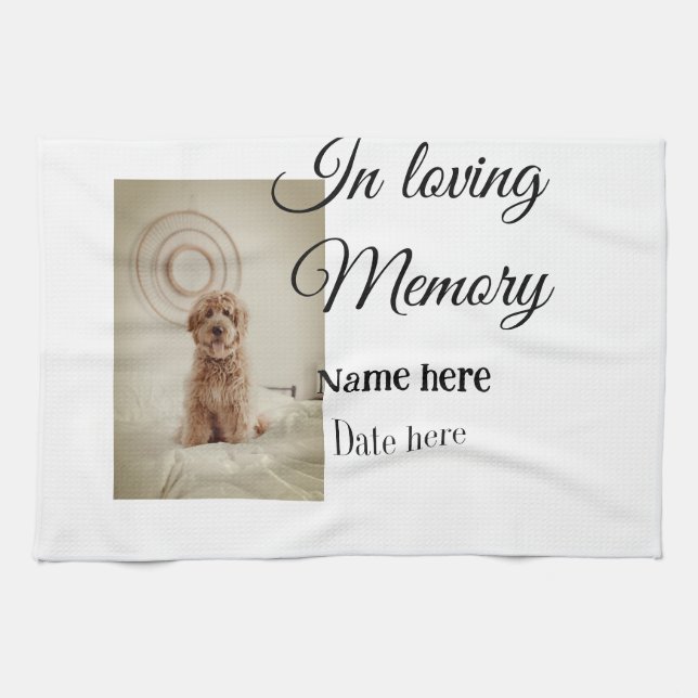 In loving memory memorial keepsake add pet name tea towel (Horizontal)